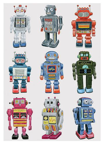 Robot Drawings, Robot Costumes, Robot Party, Vintage Robots, Robot Illustration, Retro Robot, New Retro Wave, Arte Robot, Space Toys