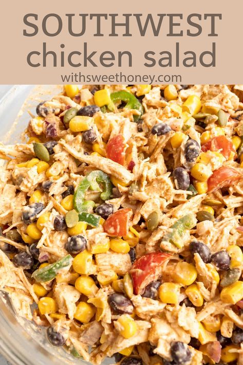 Shredded Chicken Dishes, Healthy Shredded Chicken, Southwest Chicken Salad Recipe, Quick Chicken Salad, Healthy Shredded Chicken Recipes, Southwest Dressing, Shredded Chicken Salads, Low Carb Chicken Salad, Lettuce Recipes