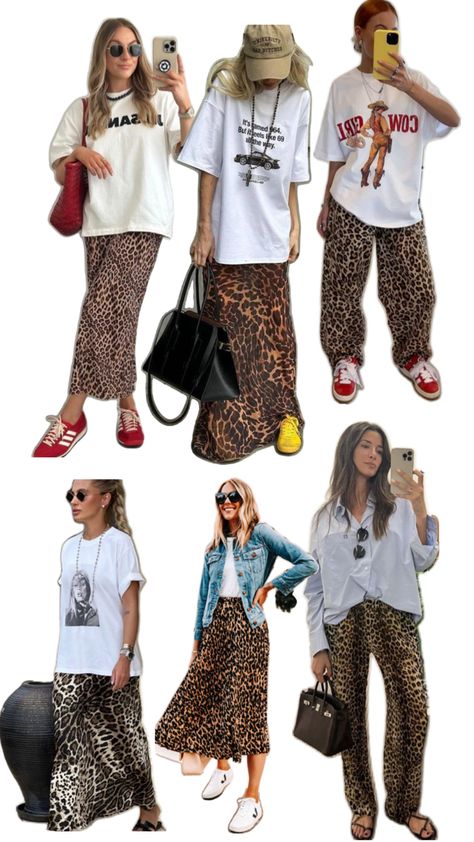 Leopard Print Skirt Outfit, Cheetah Print Outfits, Printed Skirt Outfit, Tube Top And Skirt, Leopard Print Outfits, Animal Print Pants, High Waist Long Skirt, Leopard Print Nails, Animal Print Outfits