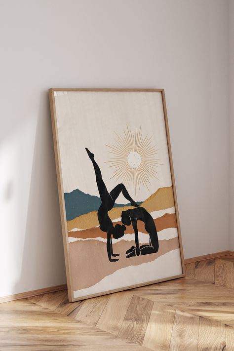 With this yoga art print you'll transform your home into a place of power for your daily yoga routine. Add some celestial vibes to your home decor and create a place that radiates positive energy, invites you to relax and helps you engage in self-encountering, meditation and yoga. Discover how to easily transform your home into a positive and peaceful space with inspirational printable wall art. Visit my Etsy shop and update your walls today! Simply download, print, and frame. Yoga Room Decorating Ideas, Boho Yoga Room, Yoga Inspiration Art, Daily Yoga Routine, Space Wall Decor, Yoga Kunst, Yoga Room Decor, Peaceful Space, Yoga Wall Art