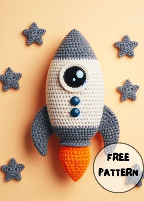 Crochet Rocket Space Ship Amigurumi Pattern #knittedtoys #handmadeideas #knittedtoysfreepatternsteddybears #knittedtoysfreepatternsgolliwog Spaceship Crochet Pattern, Crochet Spaceship Pattern Free, Rocket Crochet Pattern Free, Astronaut Crochet Pattern, Crochet Rocket Ship Pattern Free, Space Crochet Pattern Free, Crochet Astronaut Pattern Free, Space Themed Crochet, Crochet Space Theme