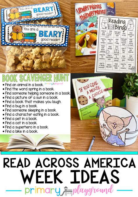 Reading Week Themes, Reading Week Ideas, Read Across America Ideas, March Reading Month, Primary Playground, Literacy Week, March Is Reading Month, Reading Bingo, Family Literacy Night