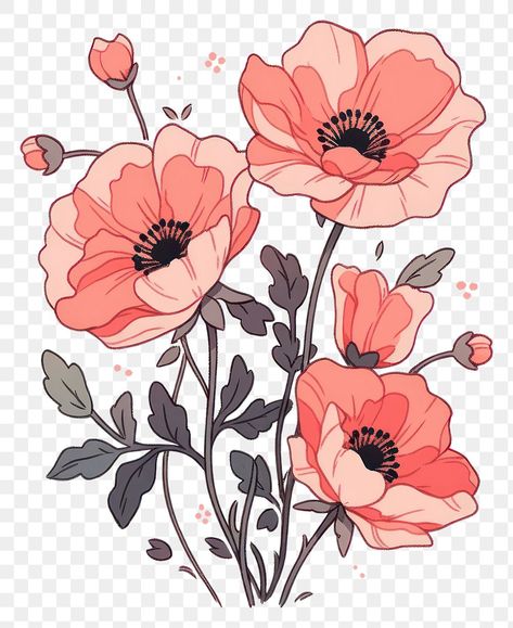 Random Flowers Drawing, Flower Drawing Poppy, Poppy Outline Drawing, Poppies Flower Drawing, Poppy Flowers Drawings, Flower Patterns Drawing, Giving Flowers Drawing Reference, Flower Drawing Design Colour, Flower Reference Drawing