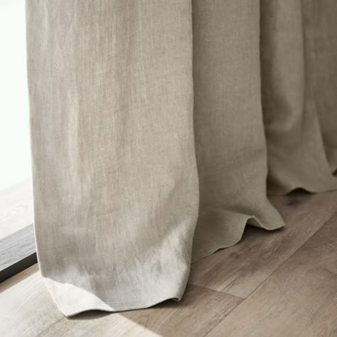 Warm Beige EUROPEAN FLAX -Certified Linen Window Curtain Panel 52"x84" + Reviews | Crate & Barrel Curtains With Accessible Beige, Heavy Linen Curtains, Neutral Bedroom Curtains, Planet Bedroom, Linen Curtains Bedroom, Grey Linen Curtains, Linen Drapery Panels, Beige Drapes, How To Hang Curtains