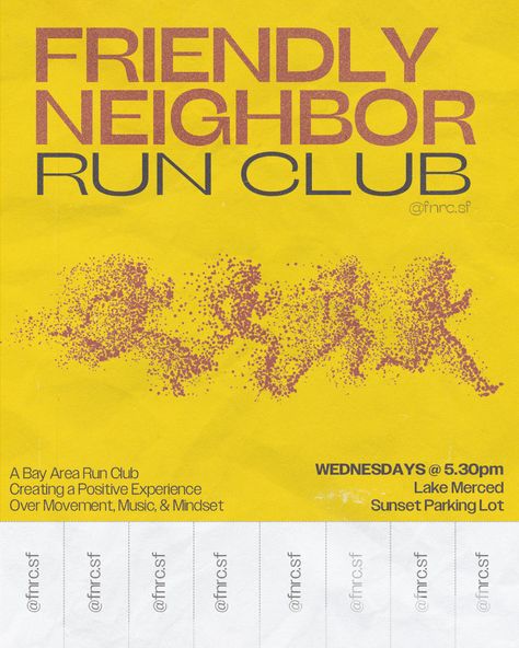 Join the Friendly Neighbor Run Club! Run Club, Club Poster, Running Club, Be Cool, Club Design, Graphic Design Poster, Poster Design, Lake, Running