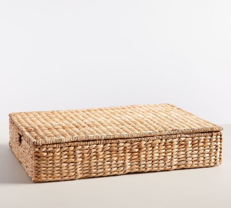 Savannah Handwoven Seagrass Lidded Underbed Basket | Pottery Barn Lidded Baskets, Free Interior Design, Mirror Art, Interior Design Services, Natural Fibers, Outdoor Dining, Pottery Barn, Savannah, Savannah Chat