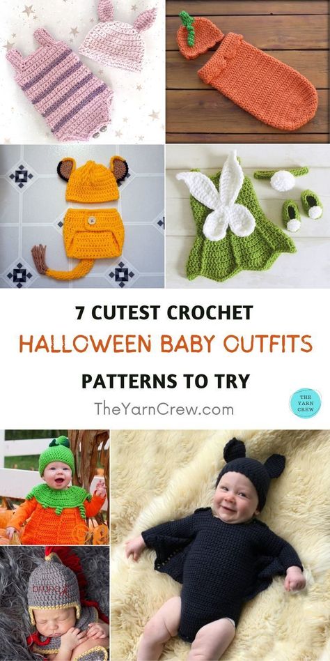 7 Cutest Crochet Halloween Baby Outfit Patterns To Try. 7 Cutest Crochet Halloween Baby Outfit Patterns To Try curated by The Yarn Crew. Infant Crochet Patterns Free, Crochet Baby Costumes Free Pattern, Free Crochet Patterns For Baby Costumes, Crochet Newborn Outfits Free Pattern, Crochet Halloween Costume Patterns Free, Nicu Crochet Patterns, Crochet Baby Photo Props Patterns Free, Halloween Costumes Crochet, Crochet Baby Halloween Costume