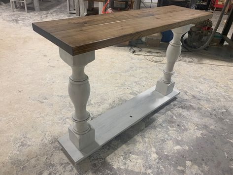 Spindle Ideas, Rustic Farmhouse Entryway, Console Table With Shelf, Farmhouse Entryway Table, Rustic Entryway Table, Communion Table, Farmhouse Entry, Making Furniture, Farmhouse Console Table