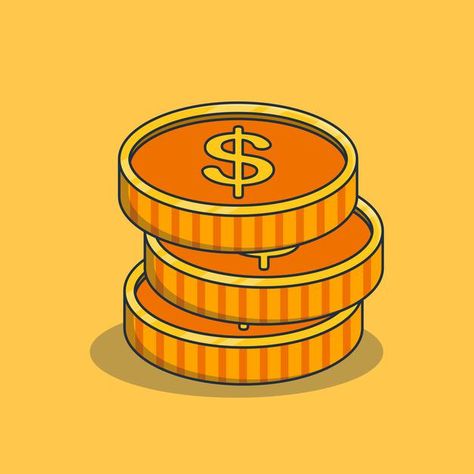 Illustration design of a pile of gold co... | Premium Vector #Freepik #vector #money Pile Of Gold Coins, Digital Coin, Golden Coin, Object Design, Flat Icons Set, Retro Typography, Gold Stickers, Gold And Silver Coins, Landing Pages