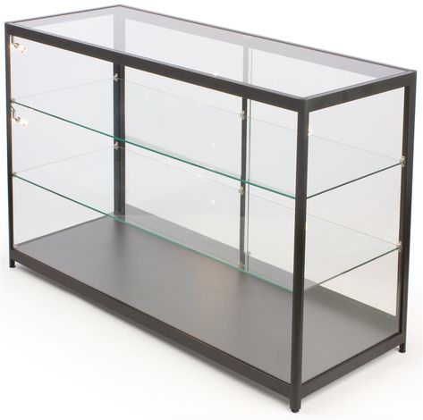 60" Retail Display Case w/Side Lights, Sliding Door, Ships Assembled - Black Jewelry Door, Retail Display Case, Countertop Display Case, Glass Countertop, Retail Display Cases, Glass Shelves Kitchen, Jewerly Displays, Doors Makeover, Glass Showcase