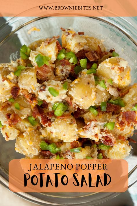 Jalapeno Popper Potato Salad - Brownie Bites Blog Jalapeño Popper Potato Salad, Food Subscription Box, Classic Potato Salad, Jalapeno Cheese, Stuffed Jalapenos With Bacon, Jalapeno Popper, Cheese Potatoes, Brownie Bites, Gluten Free Cheese