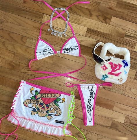 Bathing Suit Rave Outfit, Rave Swimwear For Summer Vacation, Y2k Swimwear Aesthetic, Trashy Y2k Swimsuit, Custom Bathing Suits, Rave One Piece & Sets, Cute Online Clothing Stores, Barbie Wardrobe, Diy Clothes Design