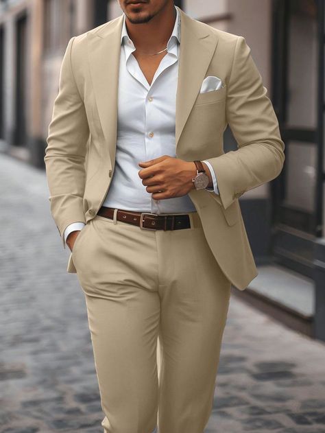 #dress Spanish Wedding Mens Outfit, Beige Set Outfit, Wedding Guest Attire Men, Men Wedding Attire Guest, Wedding Guest Suit, Best Wedding Suits For Men, Men Suits Black, Wedding Guest Suits, Cocktail Suit