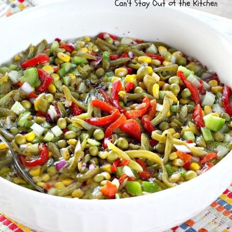 Canned Vegetable Salad, Marinated Salad Recipes, Marinated Salad, Vegetable Salads, Food Sides, Healthy Low Calorie, Marinated Vegetables, Vegetable Salad Recipes, Green Bean Salads