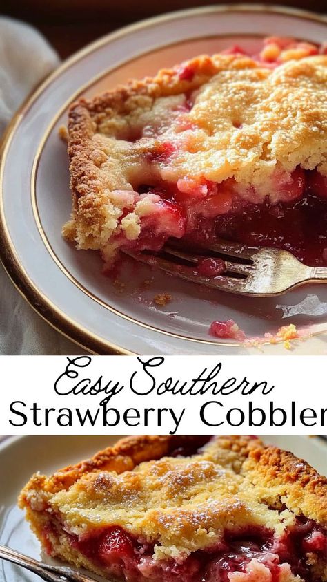 Fresh strawberries and a soft, buttery crust come together in this sweet and simple strawberry cobbler. Perfect for summer, it’s a quick and easy dessert that captures the essence of Southern comfort. With juicy strawberries bubbling under a lightly crisped topping, each spoonful brings a delightful burst of flavor. Serve warm, topped with ice cream or whipped cream, for a treat that’s sure to please. Easy Strawberry Cobbler, Strawberry Cobbler Recipes, Easy Strawberry Desserts, Cobbler Easy, Strawberry Cobbler, Cobbler Topping, Strawberry Pie Filling, Pie Filling Recipes, Fruit Cobbler