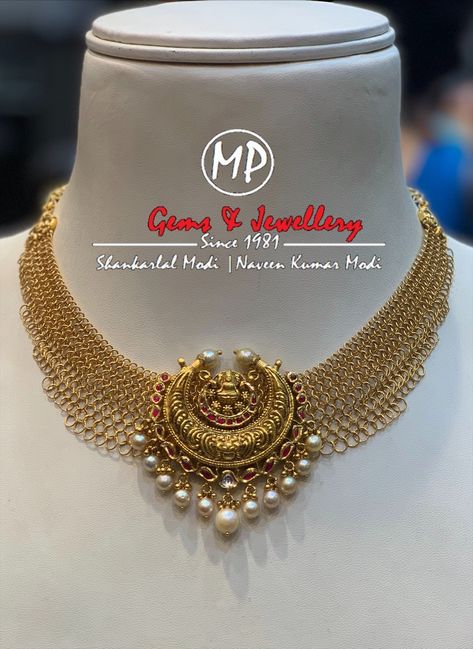 Kundan Pendants Indian, Gold Mesh Necklace Indian, Antique Bridal Jewelry Gold, Mesh Chain Necklace Gold, Choker Indian Jewellery, Thusi Necklace Gold, Antique Gold Chain Necklace, Antique Pendants Gold Indian, Kundan Gold Jewellery