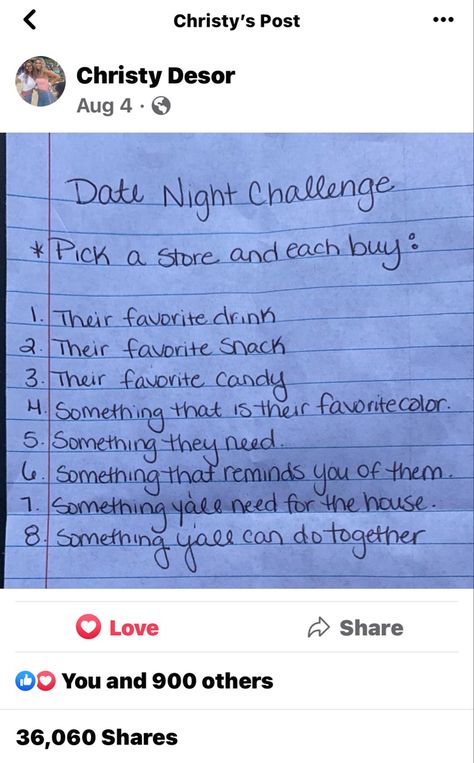 Favorite Things Date Night, Night Time Date Ideas, Walmart Date Night Challenge List, Date Night Store Challenge, Romantic Date Night Ideas For Married Couples, Date Shopping Challenge, Couple Shopping Challenge, Marriage Date Ideas, Date Night Shopping Challenge Ideas