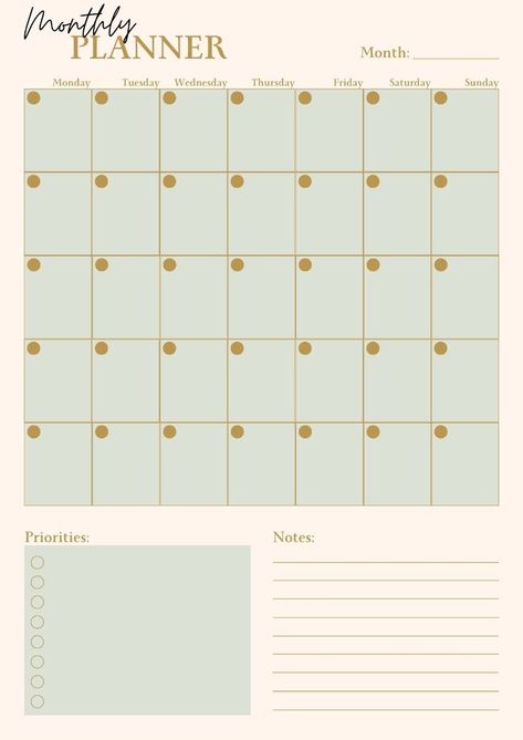 Monthly Planner Template | Free Printable | Digital Planner Design lessonplanner #workplanner #printabledailyplanner. Monthly Planner Template Free Printable, Products Graphic Design, Digital Planner Design, Planner Template Free, Boho Planner, Management Organization, Canva Planner, Template Free Printable, Summer Planner