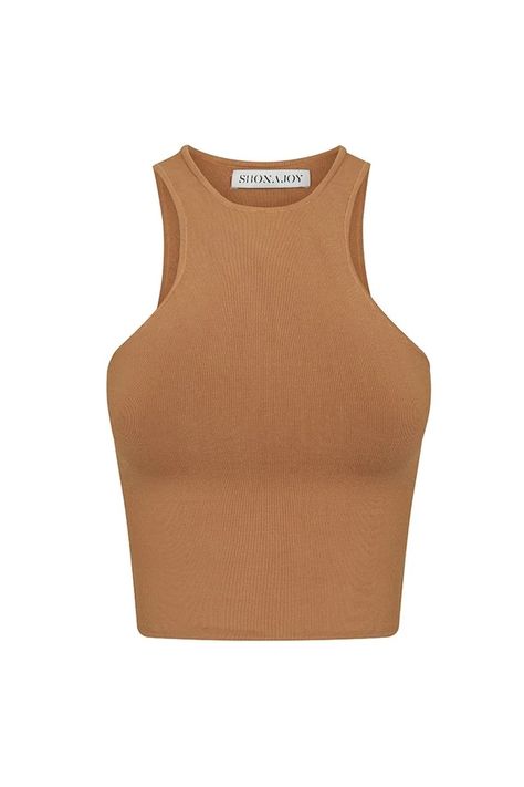 Basic Racer Back Top | Tan | Tops | Shona Joy – Shona Joy International Tank Outfit, Shona Joy, Tan Top, Designer Tops, Tops Online, Looks Chic, One Shoulder Tops, Online Tops, Pretty Outfits