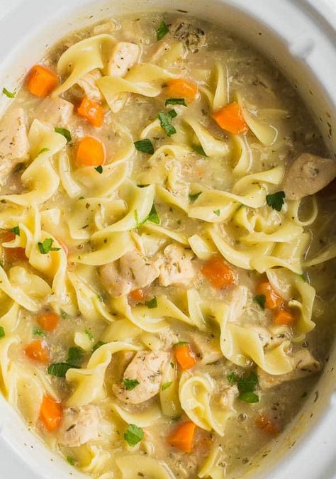 Crock Chicken, Slow Cooker Chicken Noodle, Slow Cooker Chicken Noodle Soup, Creamy Chicken Noodle, Chicken Noodle Soup Crock Pot, Slow Cooker Creamy Chicken, Creamy Chicken Noodle Soup, Crockpot Soups, Crockpot Soup