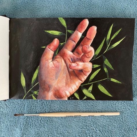 Watercolour & Ketubah Art on Instagram: “I really enjoyed painting this hand in my @strathmoreart cold press journal. I always use hot press paper which is smooth, as it’s much…” Ketubah Art, Give And Receive, A Place For Everything, Gouache Art, Art Painting Gallery, Painting Art Lesson, Arte Inspo, Nature Art Painting, Diy Canvas Art Painting