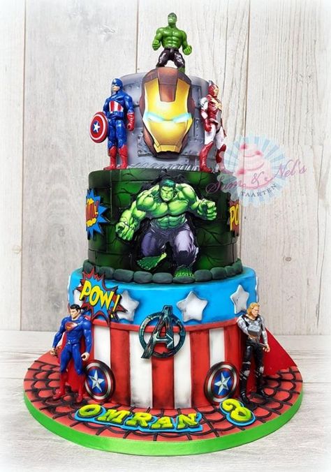 Avengers superhero cake - http://cakesdecor.com/cakes/326860-avengers-superhero-cake Avengers Birthday Cake, Marvel Birthday Cake, Avengers Birthday Party Decorations, Marvel Birthday Party, Marvel Party, Ig Followers, Hulk Birthday, Marvel Cake, Superhero Birthday Cake