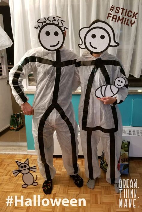 Stick Family Costume, Sea Costume Diy, Stick Figure Halloween Costume, Under The Sea Costume, 4 Person Halloween Costumes, Stick Figure Costume, Olympics Costume, Under The Sea Costumes, Anything But Clothes