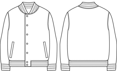 Varsity Jacket Template, Jacket Template, Senior Jackets, Clothing Templates, Bff Gifts Diy, Varsity Letterman Jackets, Team Jackets, Flat Sketches, Plain Outfits