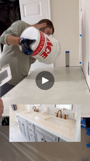 439K views · 8.9K reactions | Here’s how to build your countertop for cheap! | Here’s how to build your countertop for cheap! This basement renovation has already come a LONG way, but there’s still so much to do! With only $3k to... | By On A Budget | Facebook Diy Countertops Cheap, Countertops Cheap, Cheap Countertops, Basement Renovation, Diy Concrete Countertops, Diy Countertops, Basement Renovations, Concrete Countertops, Concrete Diy