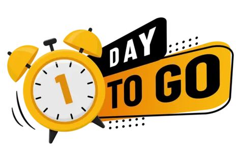 One Day To Go Countdown, 1 Day To Go Countdown, Yellow Alarm Clock, Wedding Countdown Quotes, Days To Go Countdown, Countdown Quotes, Page Background Design, One Day To Go, 1 Day To Go