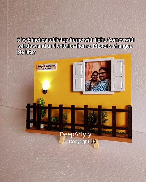 Diy Mini Frame, Living Room Theme, Frames Diy Crafts, Living Room Cabinet, Box Bed Design, Happy Birthday Cards Diy, Table Top Frame, Handmade Photo Frames, Diy Shadow Box