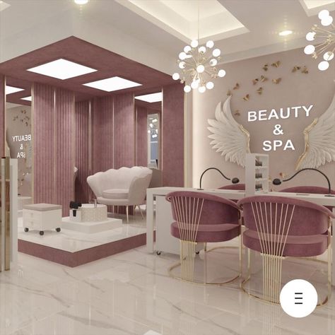 Luxury Beauty Bar, Make Up Studio Ideas Salons Makeup Bar, Beauty Studio Interior, Pink Salon Aesthetic, Beauty Salon Decor Luxury, Beauty Bar Salon Ideas, Nail Salon Interior Design, Beauty Salon Interior Design, Nail Salon Interior