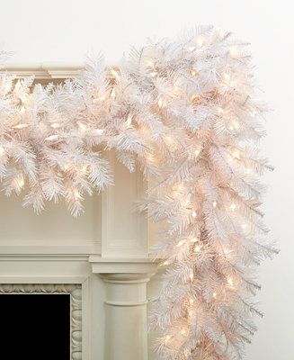 White Garland, Crystal Garland, Silver Christmas Decorations, A White Christmas, White Christmas Decor, Kurt Adler, Christmas Mantels, Crystal White, White Christmas Tree