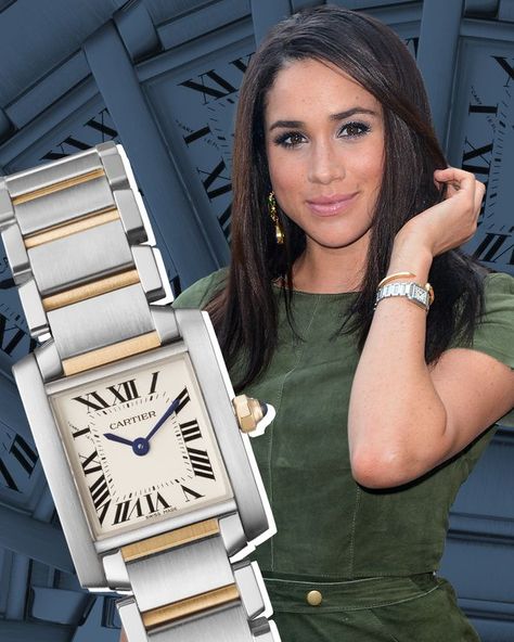 Cartier Watch Tank Francaise, Best Womens Watches, Womens Cartier Watch, Celebrity Watches Women, Best Women Watches, Cartier Tank Watch Woman Outfit, Classic Womens Watch, Investment Watches Women, Meghan Markle Watch