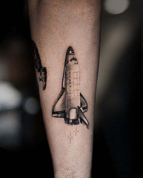 Space Shuttle Tattoo, Dude Tattoos, Mom Tattoos For Guys, Remeberance Tattoos, Rest In Peace Tattoos, Rocket Ship Tattoo, Rip Tattoos For Dad, Rip Tattoos, Spaceship Tattoo