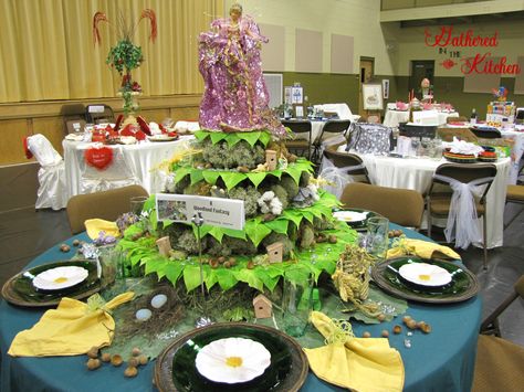 Fairy Parade Of Tables-Gathered In The Kitchen Parade Of Tables Themes Church, Festival Of Tables, Parade Of Tables Themes, Table Decorating Contest Ideas, Theme Table Decorating Ideas, Table Themes Ideas, Church Ladies Tea Party, Simple Table Decorations, Christmas Parade