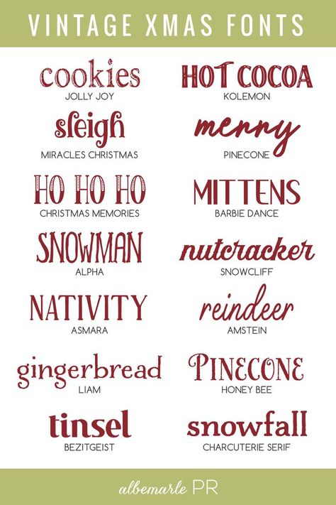 Vintage Christmas fonts for holiday designs Nightmare Before Christmas Font, Christmas Fonts Alphabet, Fonts Vintage, Merry Christmas Font, Holiday Script, Free Fonts For Cricut, Christmas Fonts Free, Christmas Font, Holiday Fonts