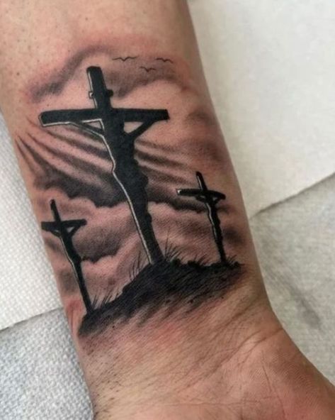 Three Crosses Tattoo For Men, Jesus Tattoo Men, 3 Cross Tattoos For Men, Cross Tattoos Men, 3 Crosses Tattoo Men, Cross Tattoos On Wrist, Three Crosses Tattoo Design, 3 Crosses Tattoo Design, Jesus Cross Tattoo