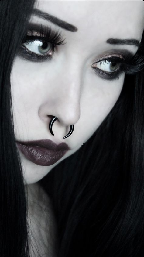 Gothic Face Piercings, Pointy Septum Piercing, Gothic Septum Piercing, Goth Septum Piercing, Septum Piercing Stretched, Stretched Septum Piercing, Black Septum Piercing, Septum Piercing Black, Gothic Piercings