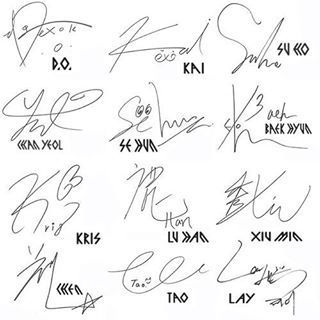 EXO signatures Exo Quotes, Exo Ships, Exo Logo, Exo Anime, Kpop Tattoos, Exo Group, Exo 12, Exo Chanbaek, Exo Art