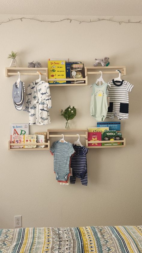 Ikea Spice Rack Shelves, Ikea Spice Rack Nursery Hack, Ikea Spice Rack Painted, Ikea Spice Rack Hack Kids Rooms, Spice Rack Ikea Hack, Nereby Ikea Hacks, Nereby Ikea Ideas, Ikea Bekvam Hack, Ikea Spice Rack Hack