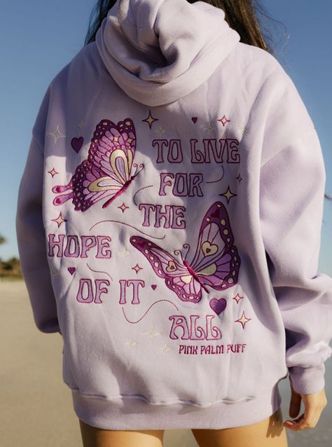 Hoodies – Pink Palm Puff Pink Palm Puff Hoodie Purple, Hoodie Collection Aesthetic, Hoodie Wishlist, Preppy Sweatshirts, Inspiring Message, Cozy Fabric, The Hope, Bright Side, Funny Graphics