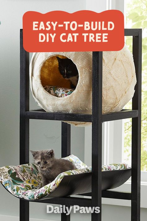 This DIY cat tree has everything your kitty desires and could be a great Black Friday purchase. Our building plans show you step-by-step how to create this cat-tastic climbing structure. #petessentials #petgear #pettoys #treats #dogtoys #cattoys #cattreats #dogtreats #petexperience #blackfriday #blackfridaydeal #DIY #DIYpets How To Build A Cat Tree, Cat Tower Diy, Diy Cat Trees, Cat Tower Plans, Cat Trees Homemade, Climbing Structure, Climbing Tower, Diy Cat Tree, Cat Towers