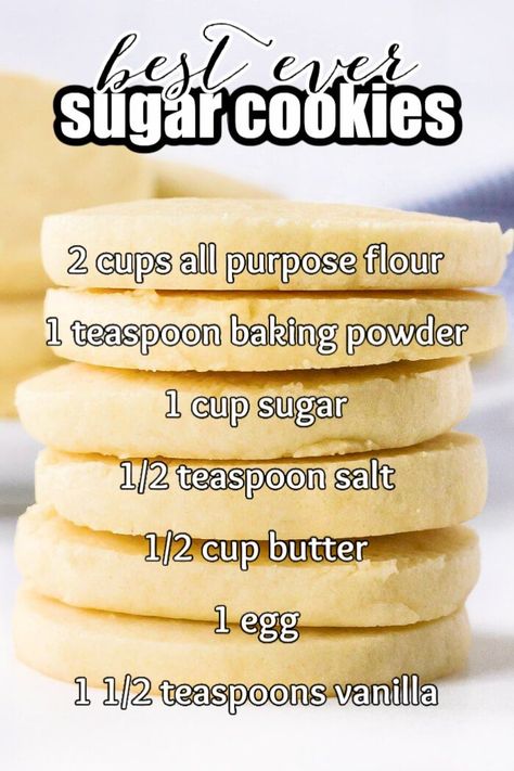 Homemade Sugar Cookies Recipe, Homemade Sugar Cookies, Sugar Cookie Recipe Easy, Cookie Recipes Homemade, Best Sugar Cookies, Soft Sugar Cookies, Yummy Dessert, Easy Baking Recipes Desserts, Sweet Snacks Recipes