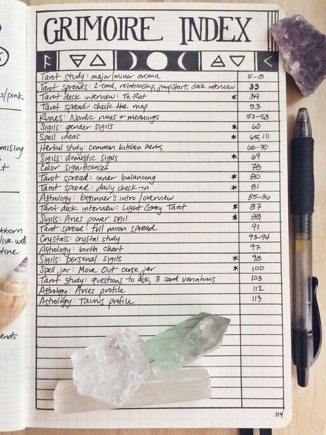 ORGANIZING YOUR GRIMOIRE (tips from a neat freak virgo) okay i’ve been meaning to make this post for awhile bc i’ve seen some great ideas for grimoire organization, and i want to share the way i’m keeping track of all the pages in mine without... Grimoire Ideas, Witch Board, Grimoire Book, Wiccan Witch, Eclectic Witch, Wiccan Spell Book, Witch Spell Book, Book Of Shadow, Witchcraft For Beginners