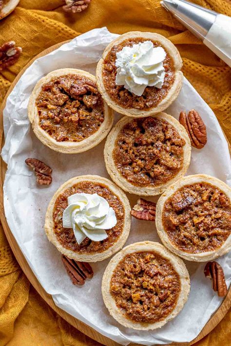 Easy Pecan Butter Tarts Recipe - Dinner, then Dessert Butter Tarts Filling Recipe, Pecan Butter Tarts Recipe, Butter Pecan Tarts, Butter Tart Filling, Pecan Butter Tarts, Butter Tarts Recipe, Bite Size Pies, Pecan Tarts Recipe, Canadian Butter Tarts