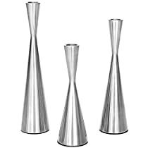 Check this out! Candlestick Centerpiece, Fancy Dinner Party, Taper Design, Taper Candle Holders, Brushed Metal, Taper Candles, Metal Design, Candlestick Holders, Taper Candle