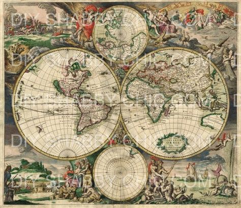 Ancient World Maps, Old Posters, Antique World Map, World Map Poster, World Maps, Old World Maps, Art Carte, Pierre Auguste Renoir, Old Maps