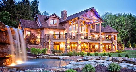 luxury log mansions - Google Search Log House Plans, Log Cabin Mansions, Log Home Flooring, Cabin Mansion, Big Mansions, Log Home Floor Plans, Log Home Decorating, Mansion Floor Plan, Dream Mansion