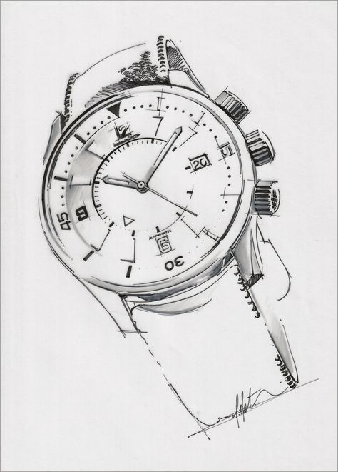 Watch Design Sketch Ideas, Watch Sketch Design Illustrations, Watch Illustration Design, Watch Design Sketch, Watches Illustration, Watch Illustration, Sketch Step By Step, Watch Sketch, Badass Drawings